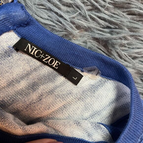 Nic+Zoe Blue Abstract Print Dress Size L - Picture 3 of 6